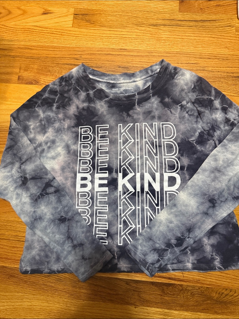 good hYOUman Girls' Navy Tie-Dye 'Be Kind' Long Sleeve Top
